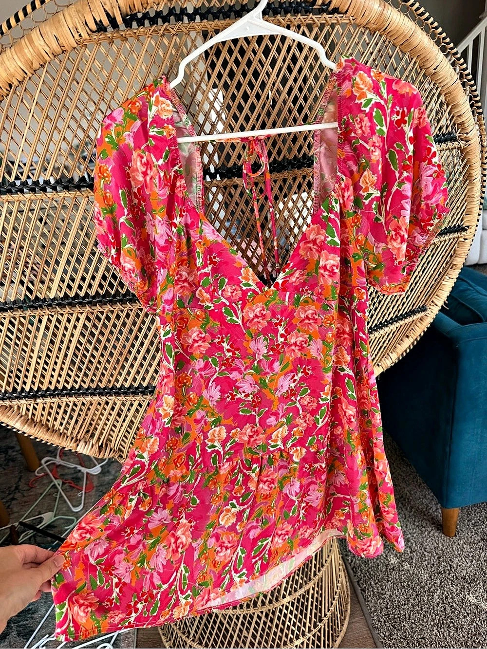 RESA Chevy Top Floral Mini Dress Pink & Green Small